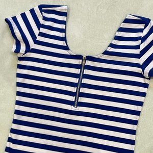 Guess striped tight scoop-neck zip-u shirt - size small